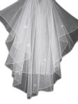 2 Tier Swarovski Fingertip Veil (NEW $25.99) Wedding Bridal Tulle Crystal Rhinestones Pencil Edge (vsh124wt)